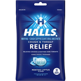 Halls Cough & Throat Relief Drops, MENTHO-LYPTUS