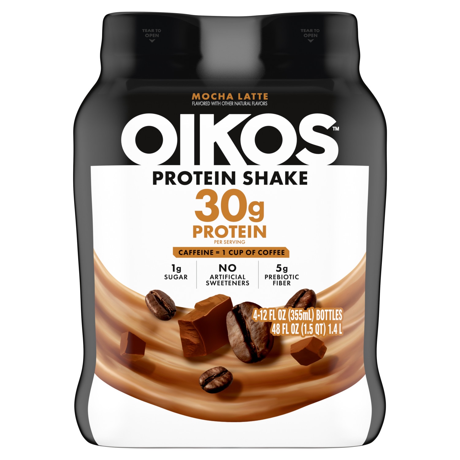 Oikos Protein Shake, Mocha Latte, Plastic Bottles