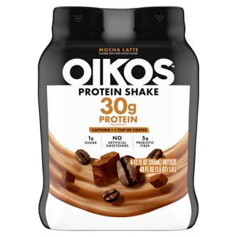 Oikos Protein Shake, Mocha Latte, Plastic Bottles
