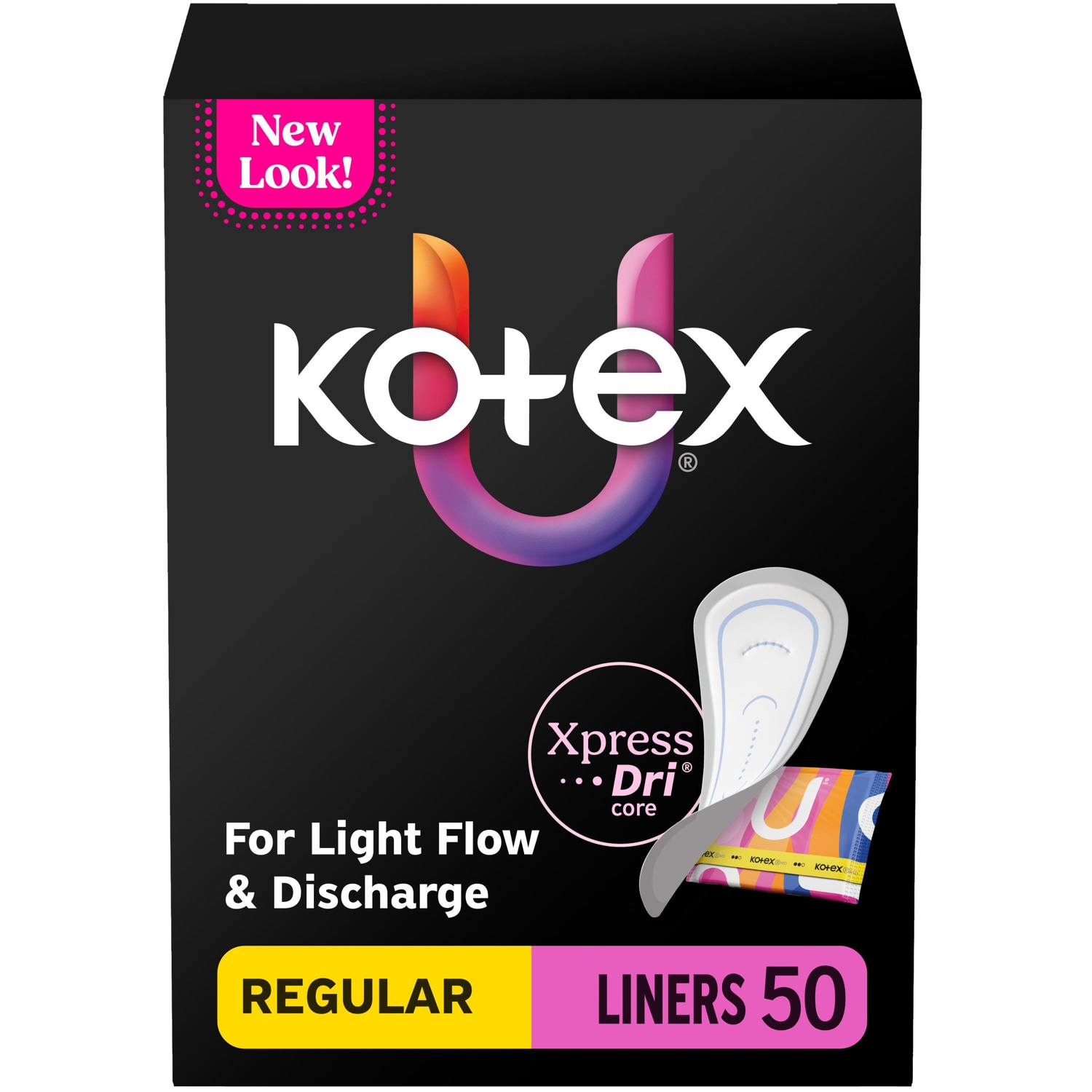 Kotex Core Daily Folded & Wrapped Liners, Regular