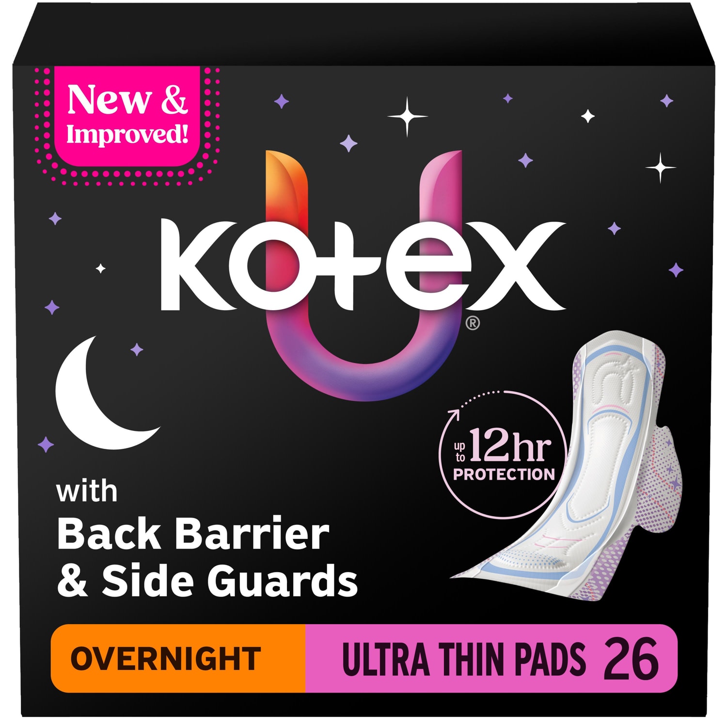 Kotex Core Ultra-Thin Pads with Wings, Overnight