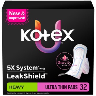 Kotex Core Ultra-Thin Pads with Wings, Heavy