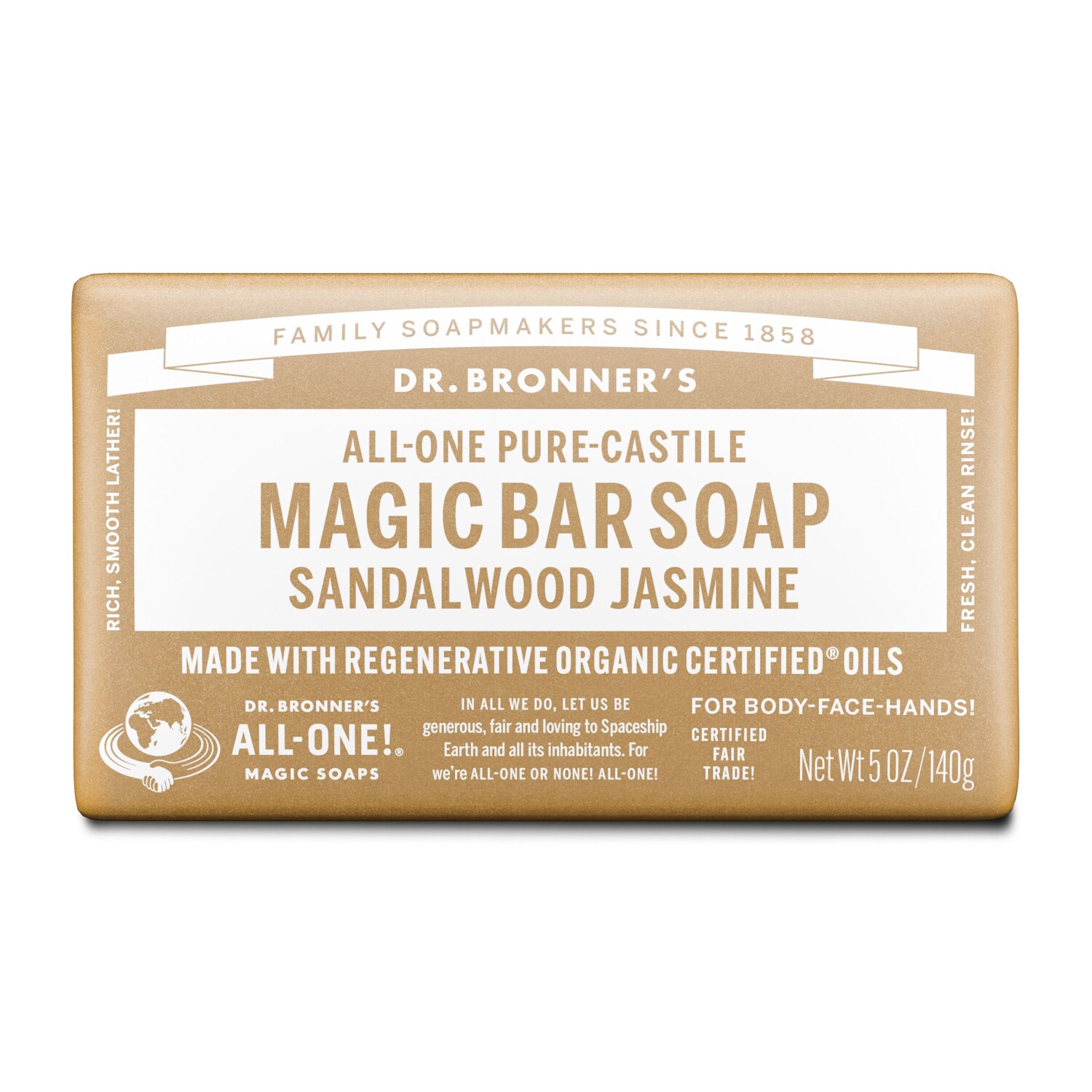Dr. Bronner's All-One Pure-Castile Magic Bar Soap Sandalwood Jasmine