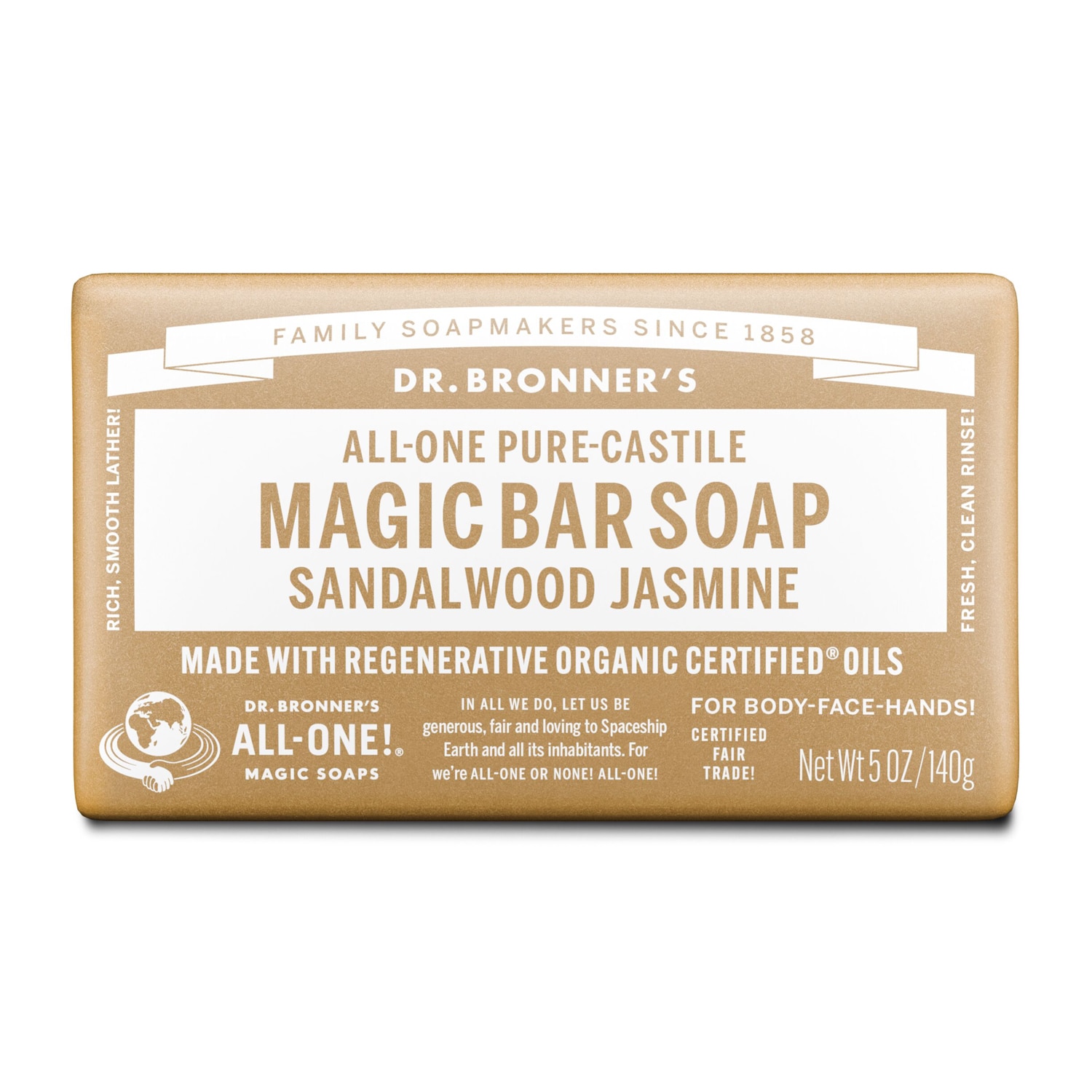 Dr. Bronner's All-One Pure-Castile Magic Bar Soap Sandalwood Jasmine
