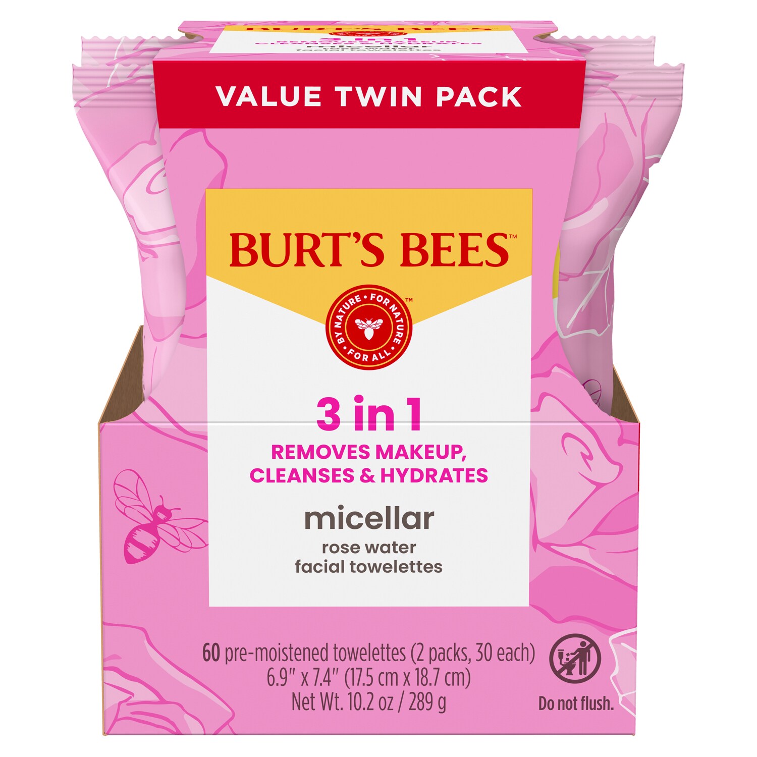 Burt's Bees 3-in-1 Micellar Rose Water Facial Towelettes