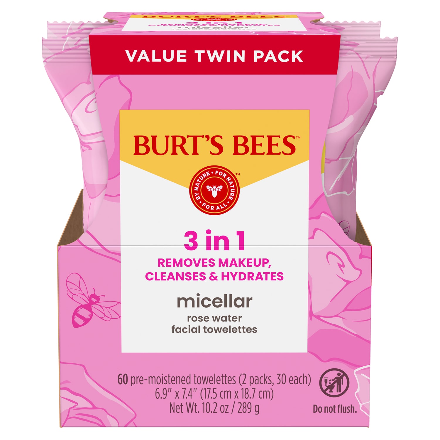 Burt's Bees 3-in-1 Micellar Rose Water Facial Towelettes