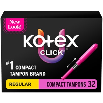 Kotex Click Compact Tampons, Regular, Unscented