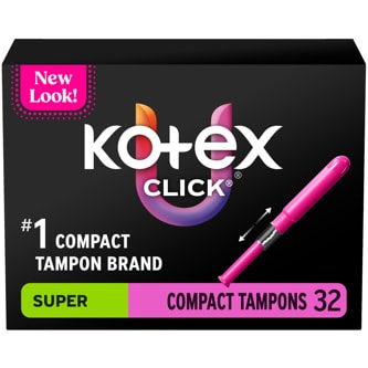 Kotex Click Compact Tampons, Super, Unscented