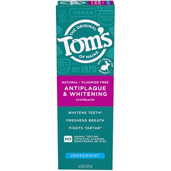 Tom's of Maine Fluoride-Free Antiplaque and Whitening Toothpaste, Peppermint