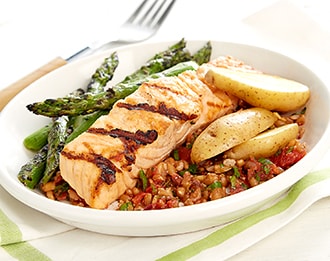 FreshDirect Salmon with Salsa Rossa, Asparagus and Farro, Single Serving Meal