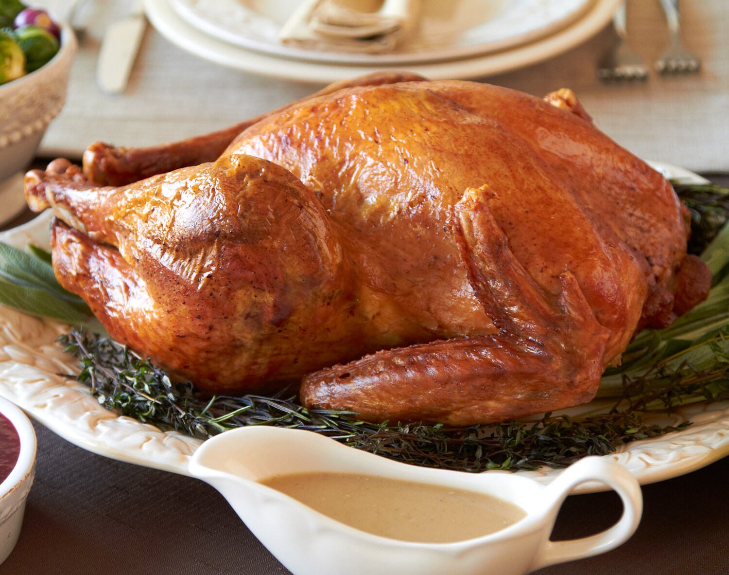 Whole Roasted Turkey with Gravy and Cranberry Sauce