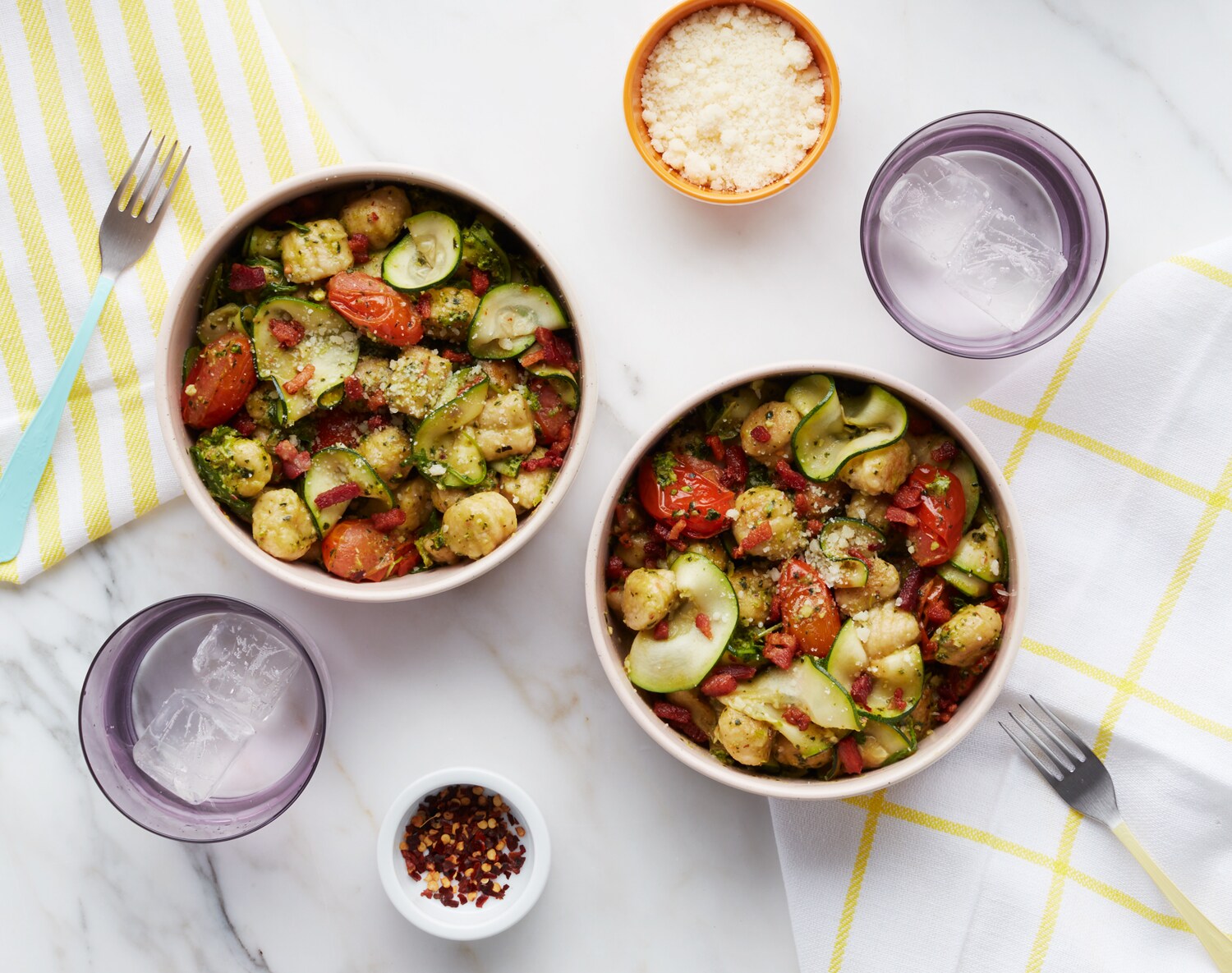 FreshDirect Cauliflower Gnocchi with Vegetables, Kale Pesto and Prosciutto Meal Kit