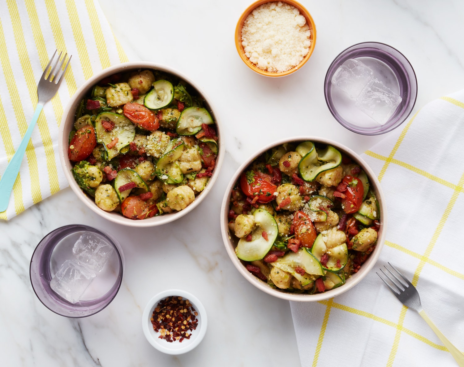 FreshDirect Cauliflower Gnocchi with Vegetables, Kale Pesto and Prosciutto Meal Kit