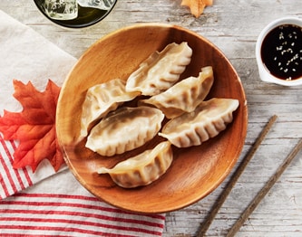 FreshDirect Kungpao Chicken Dumplings with Sesame-Soy Sauce