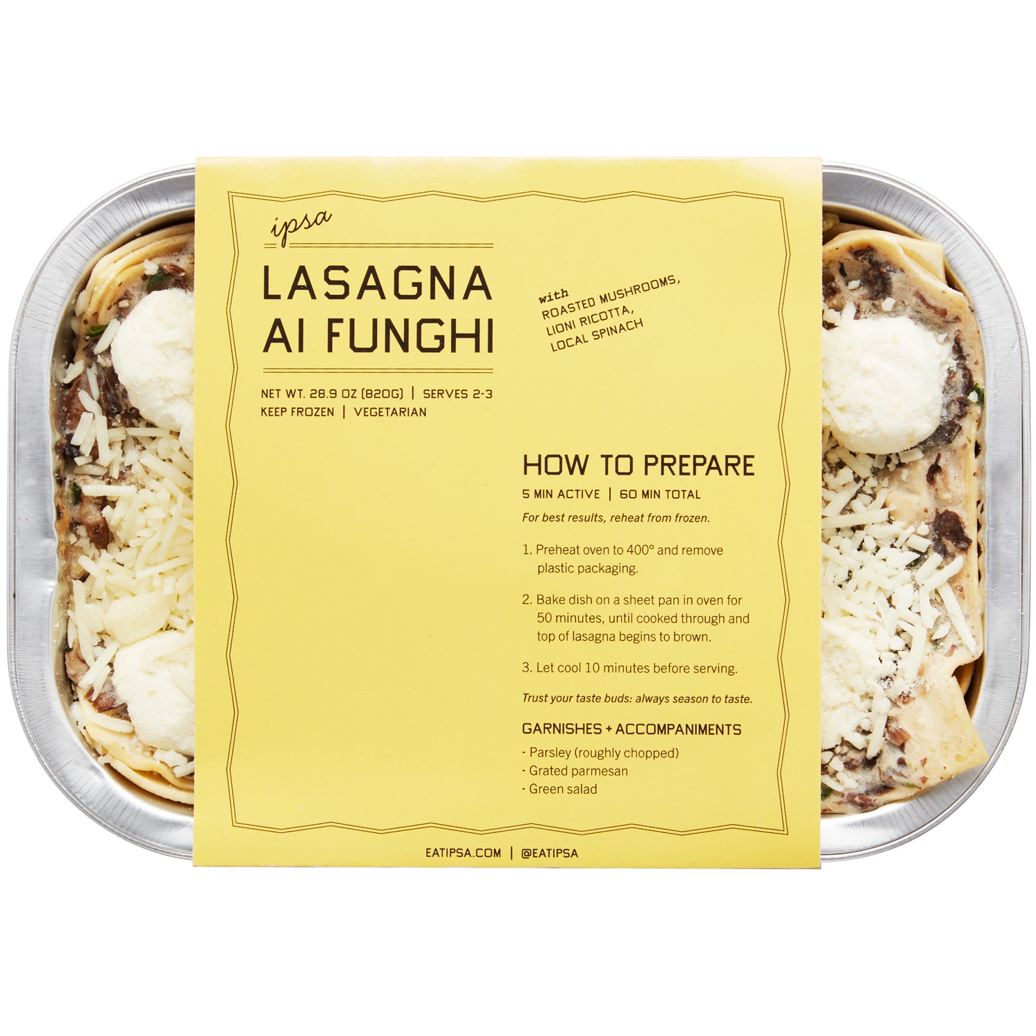 Ipsa Provisions Lasagna ai Funghi, Frozen