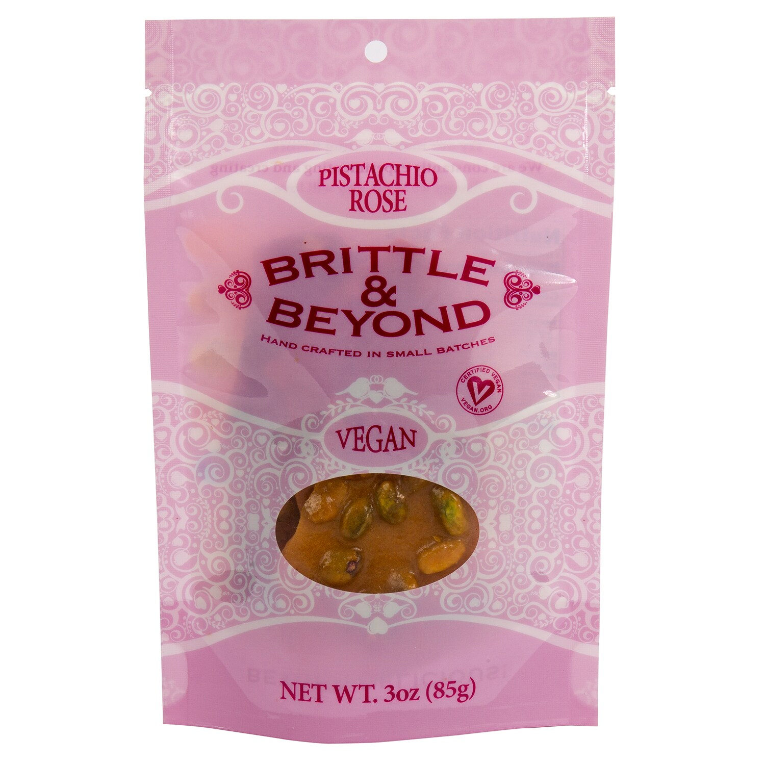 Brittle & Beyond Vegan Candy Brittle, Pistachio Rose