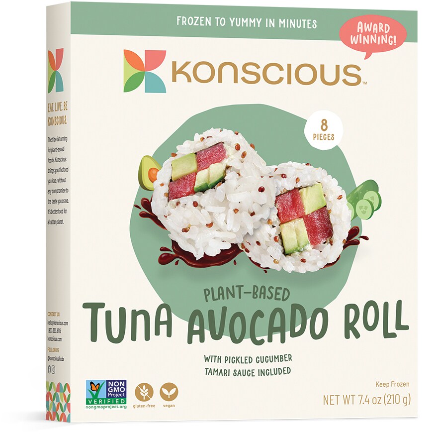 Konscious Plant-Based Tuna Avocado Roll, Frozen