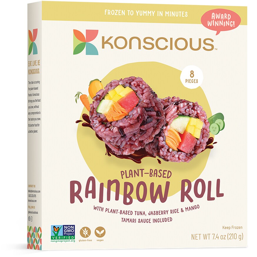Konscious Plant-Based Rainbow Roll, Frozen