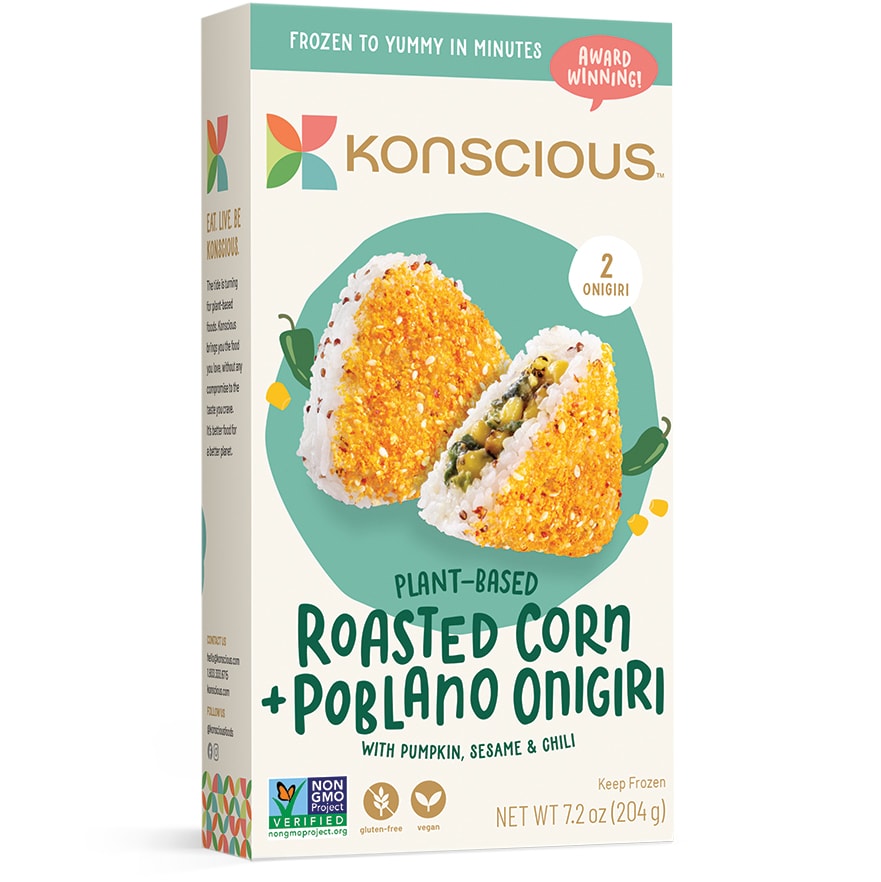 Konscious Plant-Based Onigiri, Roasted Corn + Poblano, Frozen