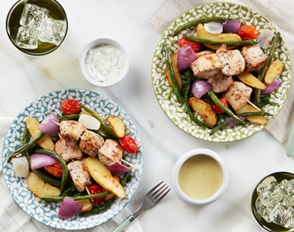 FreshDirect Chicken Souvlaki with Vegetables and Tzatziki Meal Kit