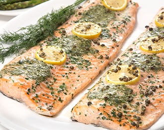 FreshDirect Farm-Raised Lemon-Dill Salmon, Whole (Serves 12-14, approx. 6lb)
