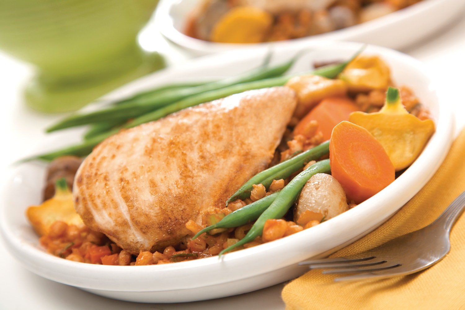 FreshDirect Roasted Chicken with Barley Risotto and Vegetables, Single Serving Meal