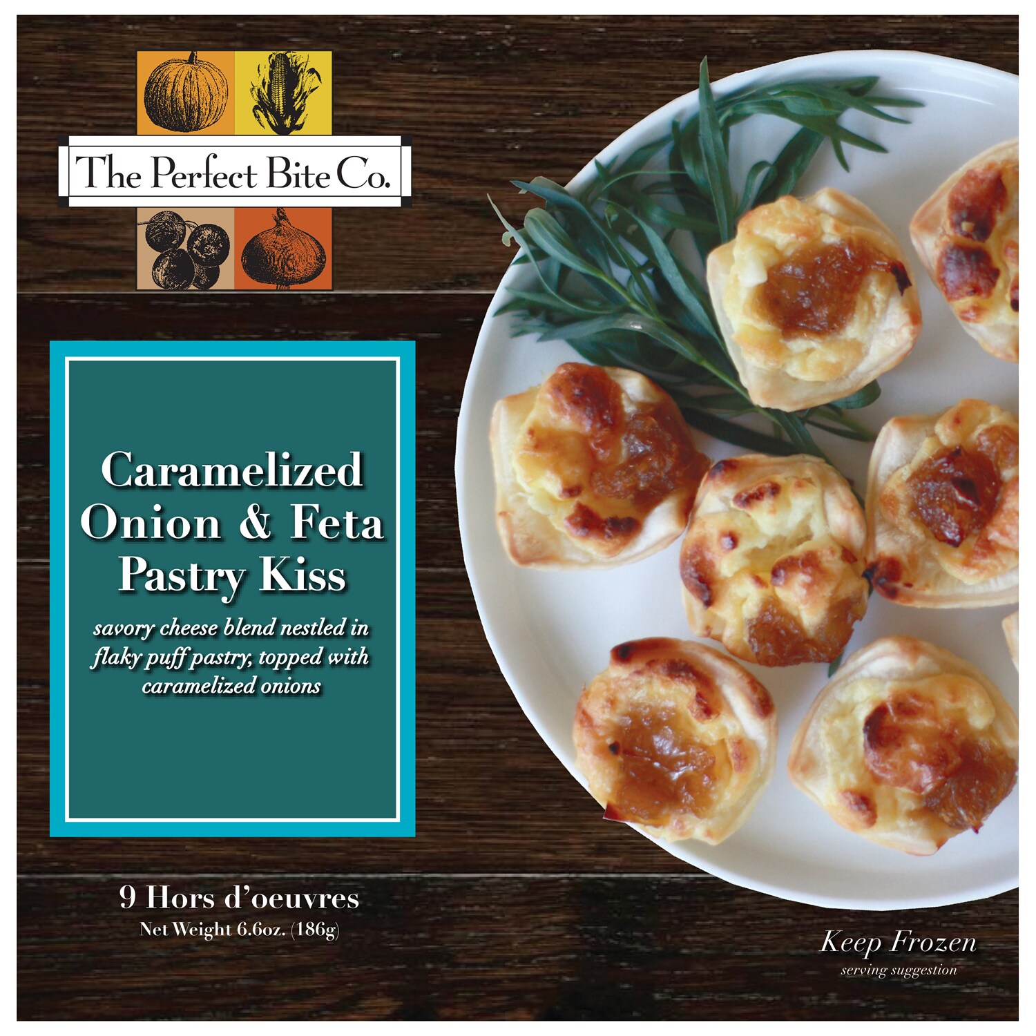 The Perfect Bite Co. Caramelized Onion and Feta Pastry Kiss, Frozen