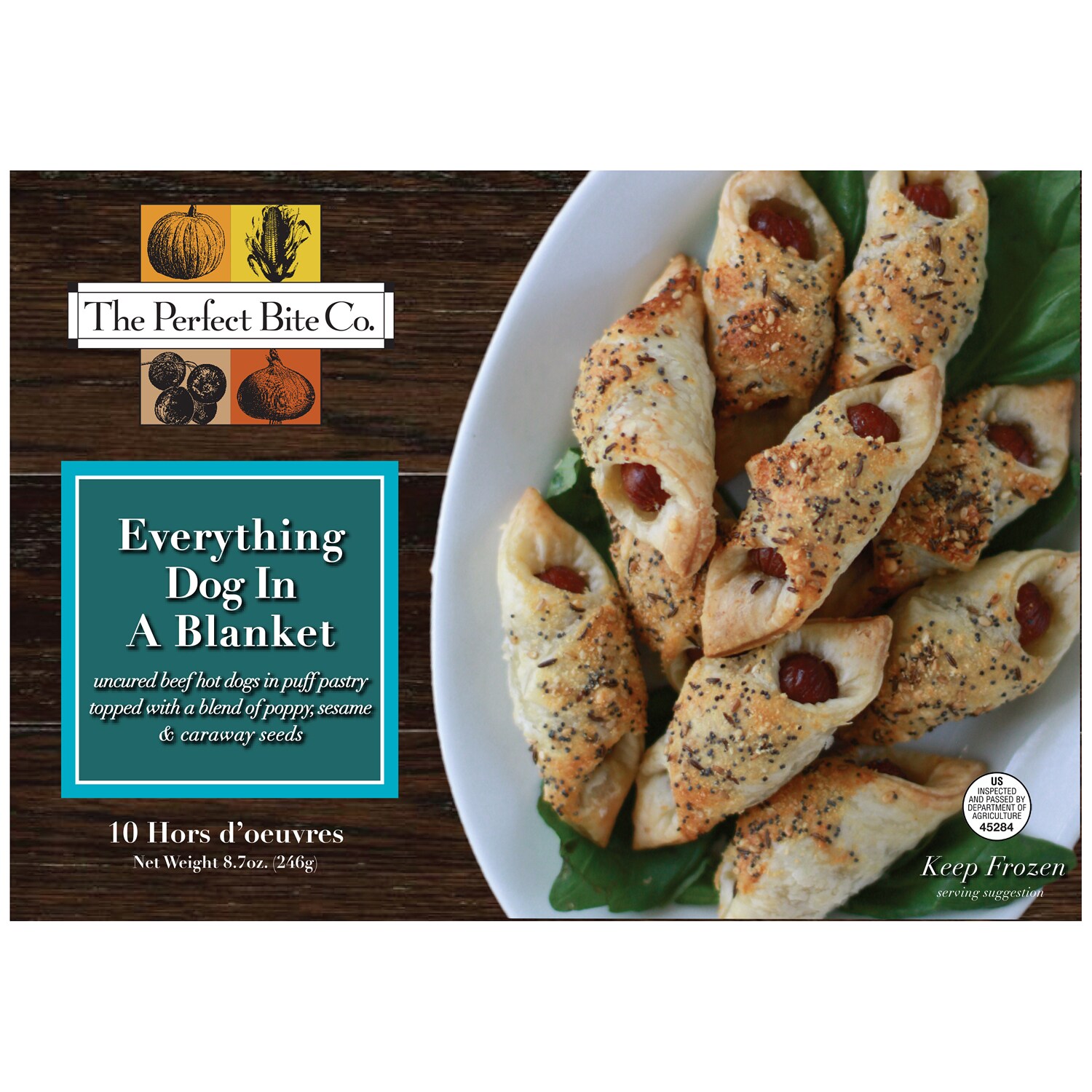 The Perfect Bite Co. Everything Dog in a Blanket, Frozen