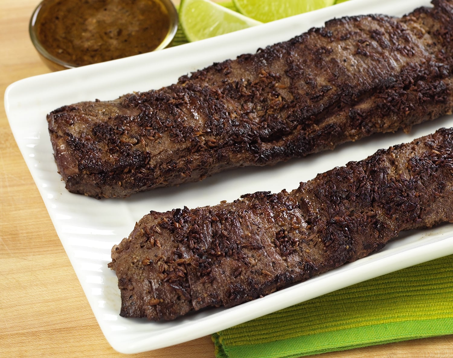 Lime & Cumin-Crusted Beef Skirt Steak, Uncooked