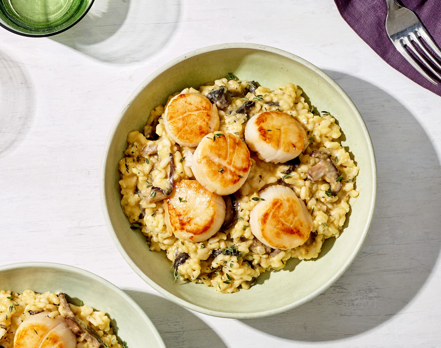 FreshDirect Seared Scallops with Wild Mushroom Risotto Meal Kit