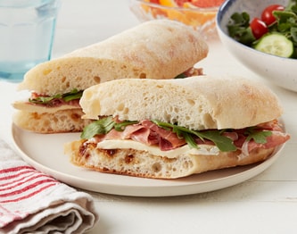 FreshDirect Prosciutto, Brie and Fig Jam on Baguette