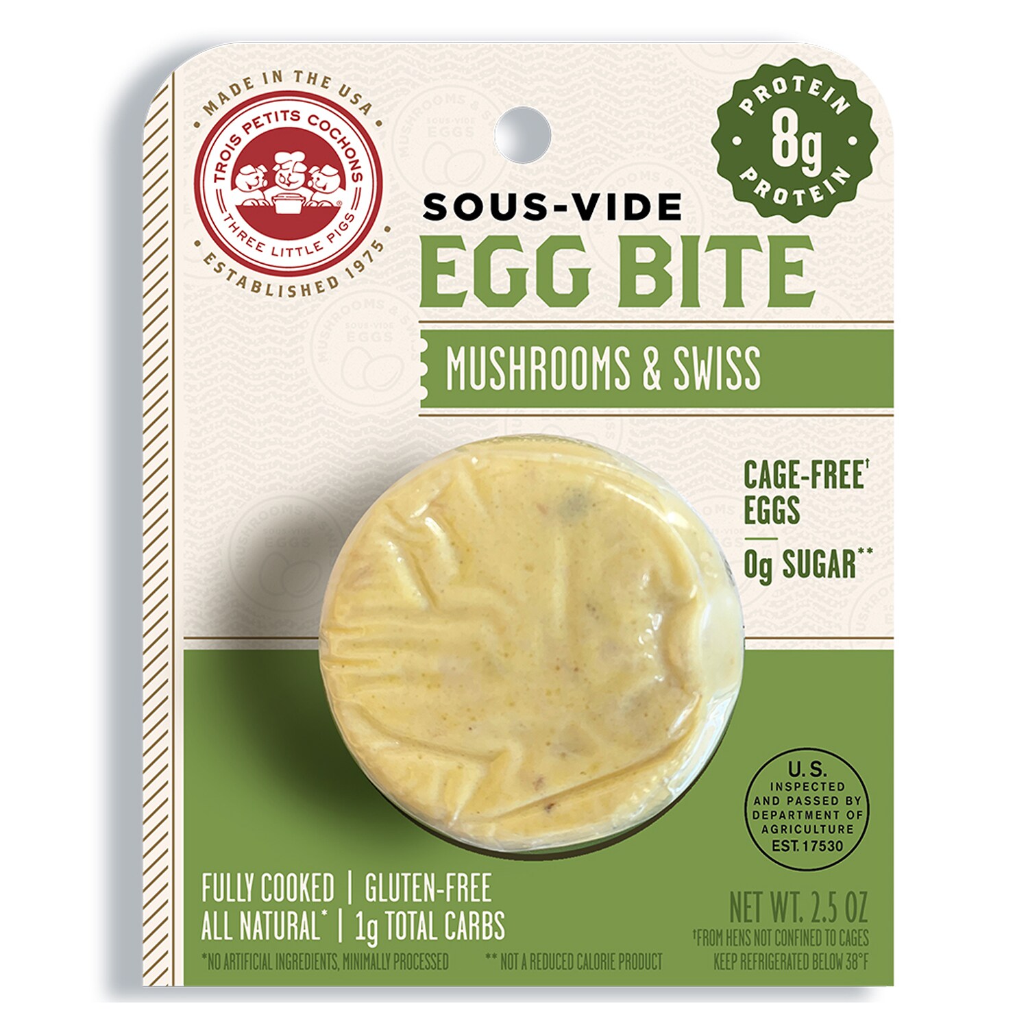 Les Trois Petits Cochons Sous-Vide Egg Bite, Mushrooms & Swiss