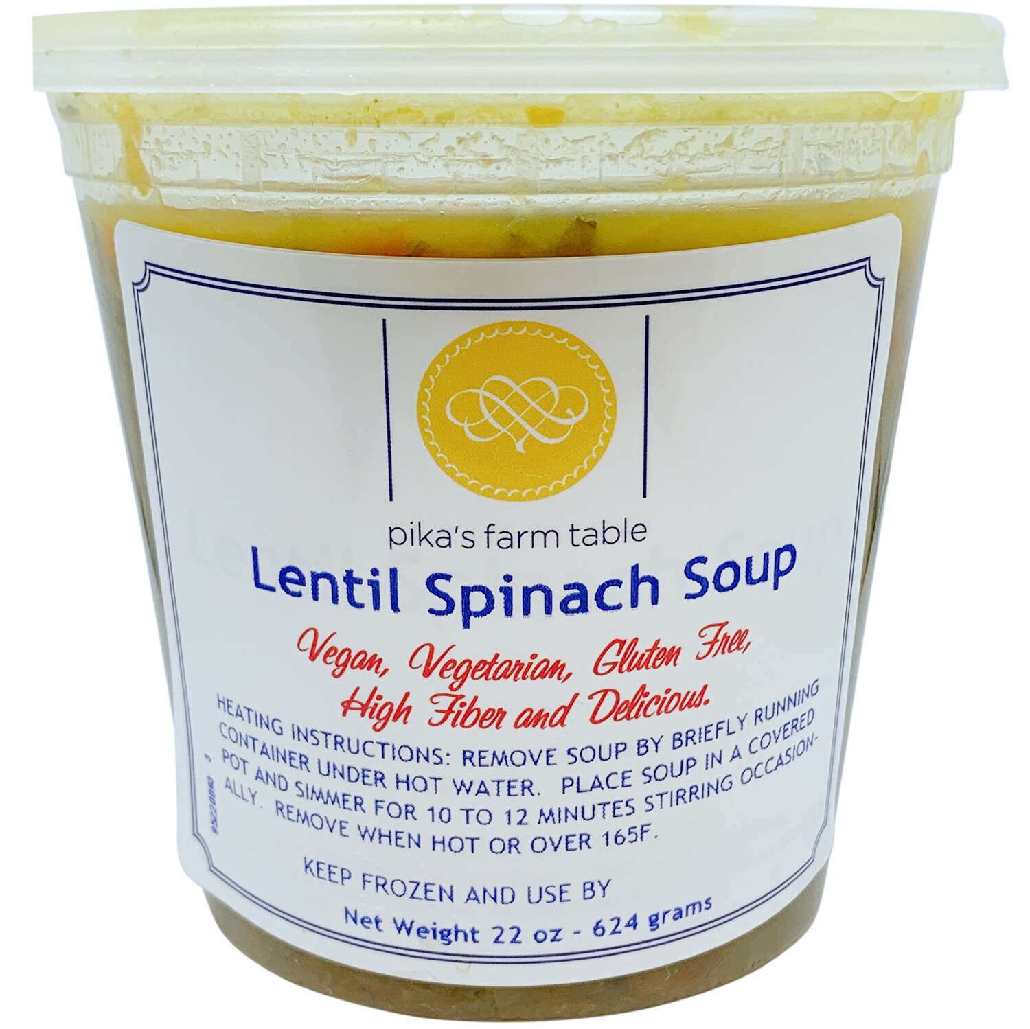 Pika's Farm Table Soup, Lentil Spinach, Frozen