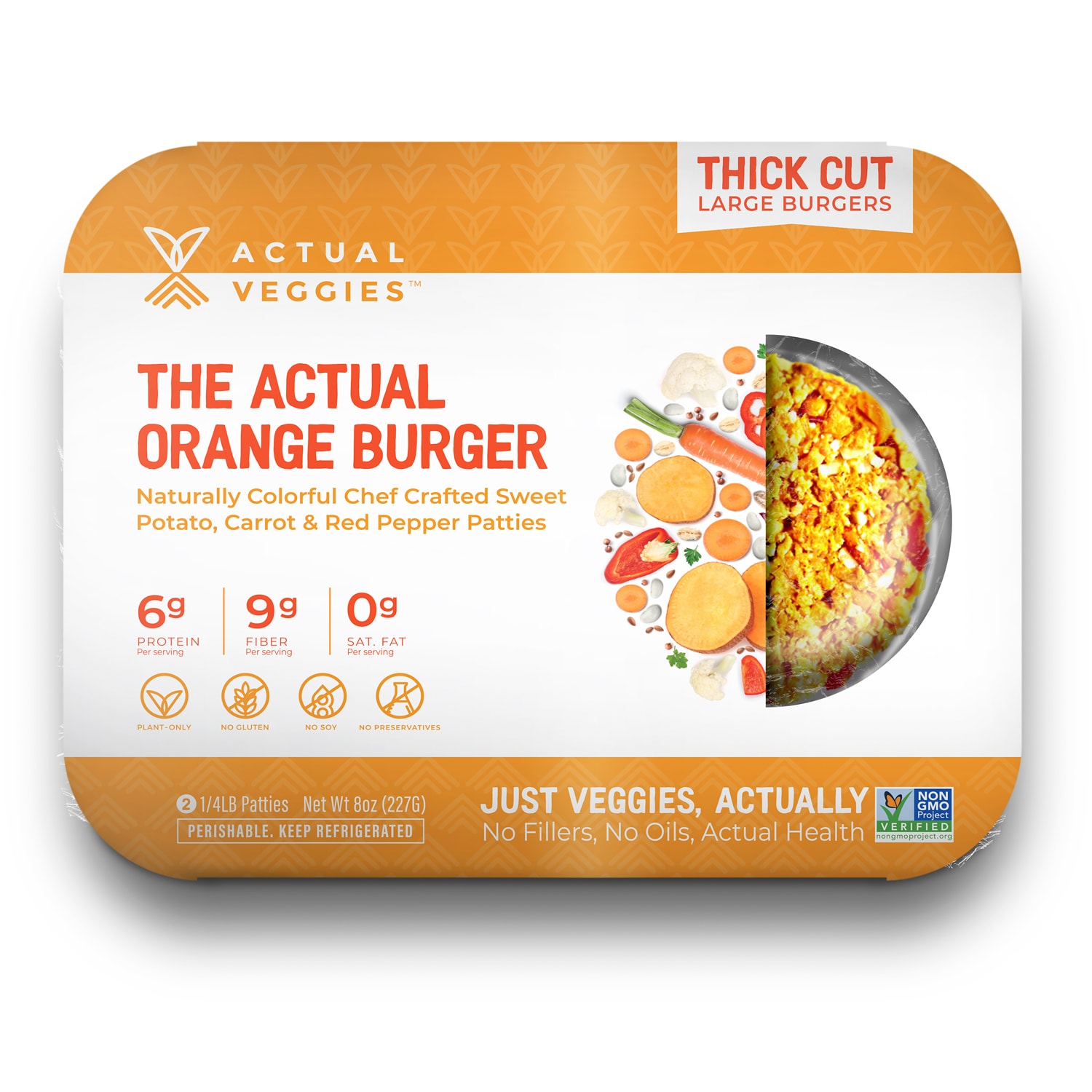 Actual Veggies The Actual Orange Burger, Frozen