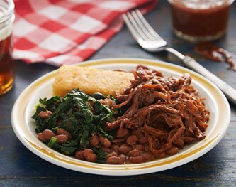 FreshDirect BBQ Beef Brisket with Baked Beans, Kale & Cornbread, Single Serving Meal