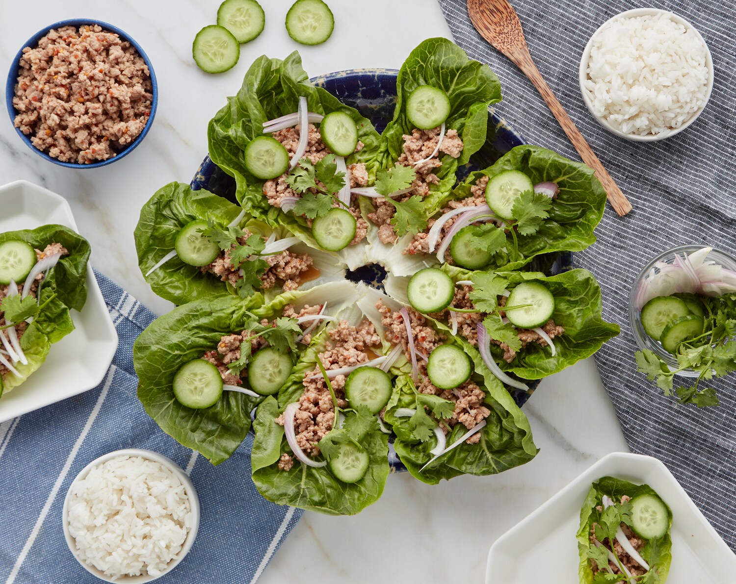 FreshDirect Thai-Style Pork Lettuce Wraps with Rice & Cucumber Meal Kit