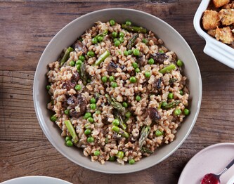 FreshDirect Farro Risotto with Asparagus, Pea and Mushroom