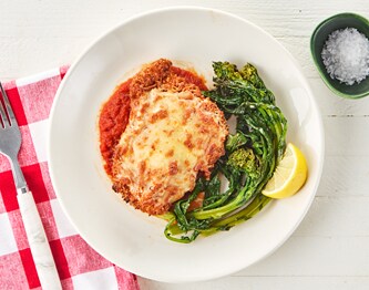 FreshDirect Chicken Parmesan with Garlic-Chili Broccoli Rabe
