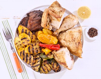 FreshDirect Garlic & Herb Roasted Chicken with Grilled Vegetables