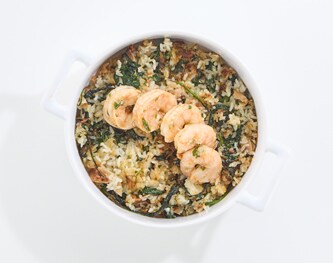FreshDirect Hawaiian Style Garlic Butter Shrimp with Spinach-Coconut Rice