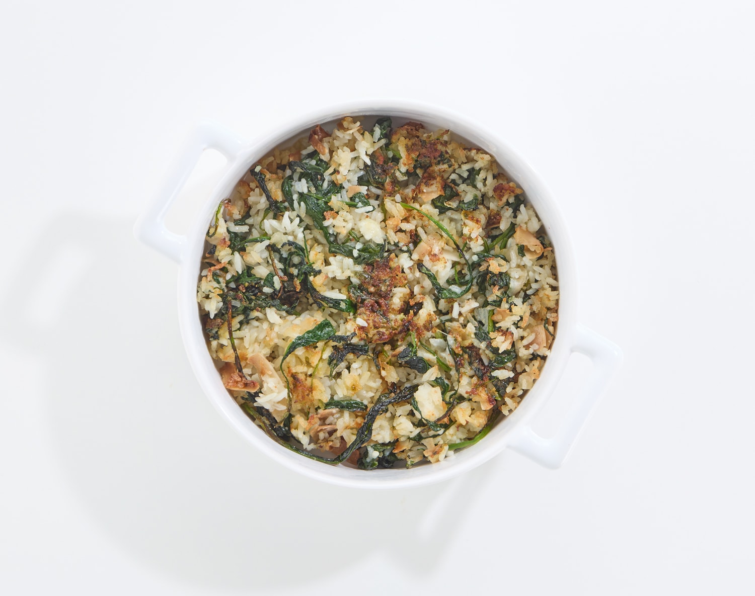 Crispy Spinach Coconut Rice with Garlic Butter 