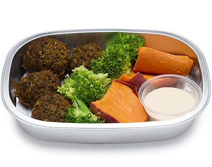 FreshDirect Green Falafel with Lemon Tahini and Roasted Sweet Potatoes, image 2 of 2 slides