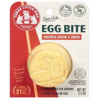 Three Little Pigs Cochons Sous-Vide Egg Bite, Bacon & Swiss