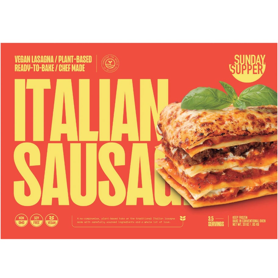 Sunday Supper Vegan Lasagna, Italian Sausage, Frozen