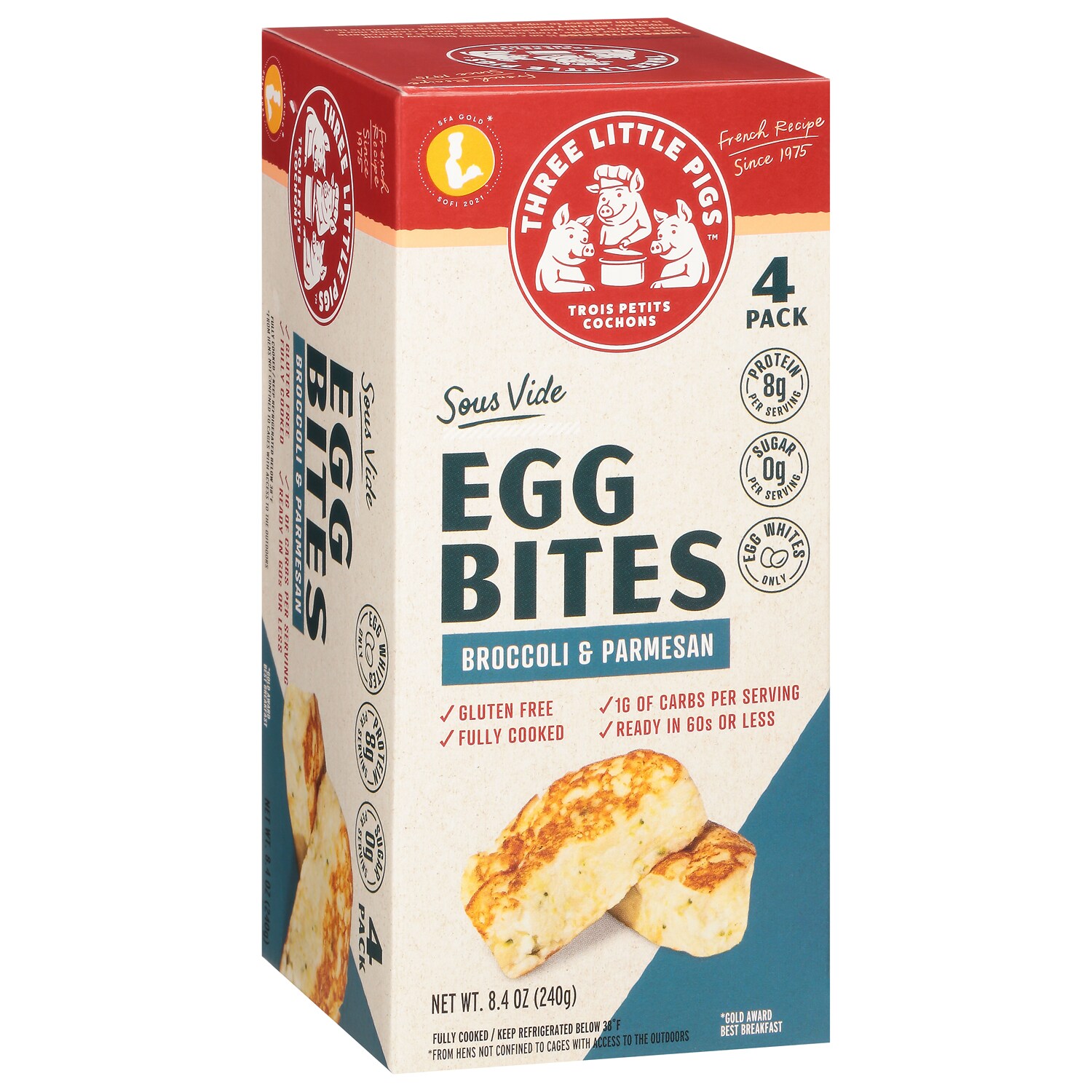 Three Little Pigs Sous-Vide Egg Bites, Broccoli & Parmesan
