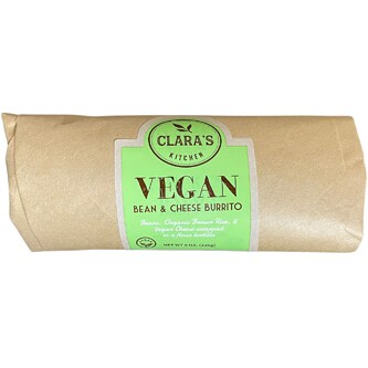 Clara's Kitchen Vegan Burrito, Bean & Cheese, Frozen