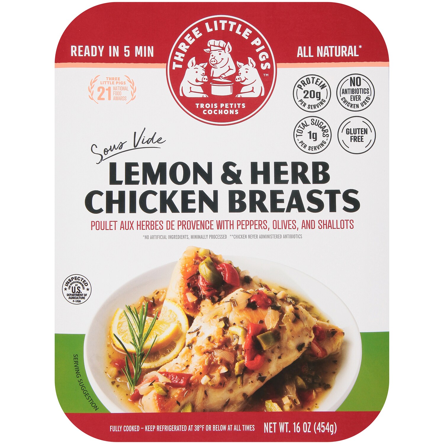 Three Little Pigs Sous-Vide Lemon & Herb Chicken Breasts