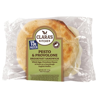 Clara's Kitchen Pesto Provolone Breakfast Sandwich, Frozen