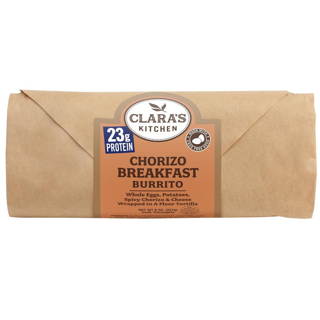 Clara's Kitchen Chorizo Breakfast Burrito, Frozen   