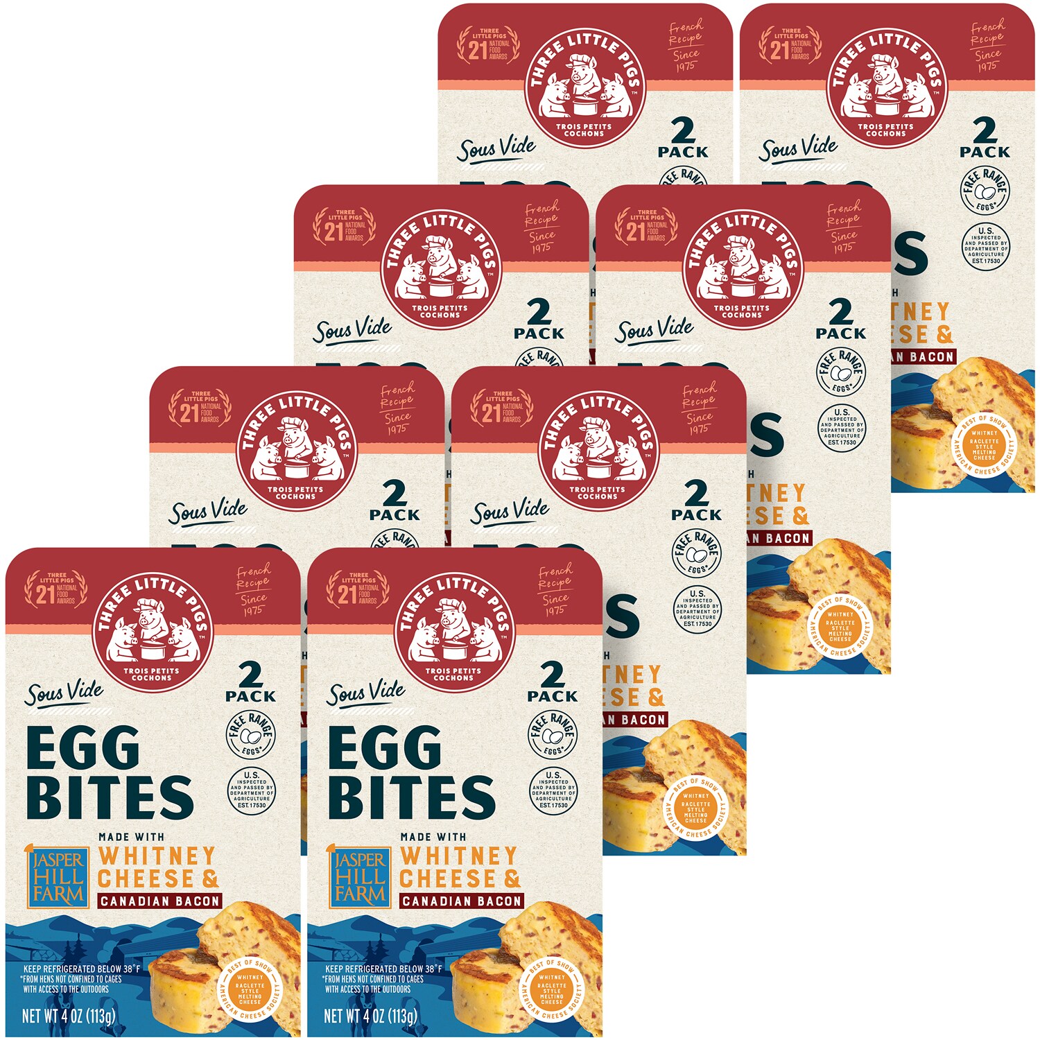 Three Little Pigs Sous-Vide Egg Bites, Whitney Cheese & Canadian Bacon